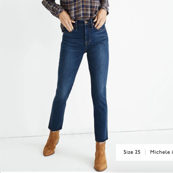 Madewell Stovepipe Dark Wash High Rise Stretch Jeans in Fairdale Wash TENCEL 27 - Picture 2 of 13